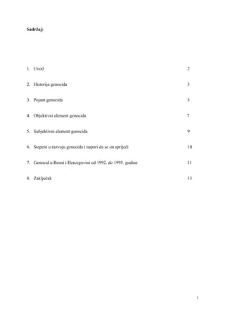 Pojam genocida: historija, elementi i sprečavanje sa osvrtom na Bosnu i Hercegovinu