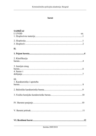 Barut: sastav, karakteristike i primena