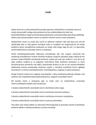 Analiza neiskorišćenih resursa