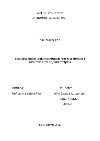 Statistička analiza vanjske zaduženosti Republike Hrvatske i usporedba s tranzicijskim zemljama
