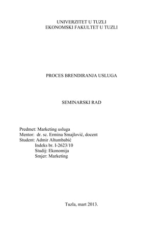 Proces brendiranja usluga