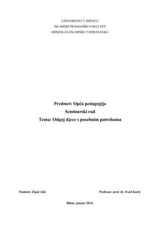 Pedagogija djece sa posebnim potrebama