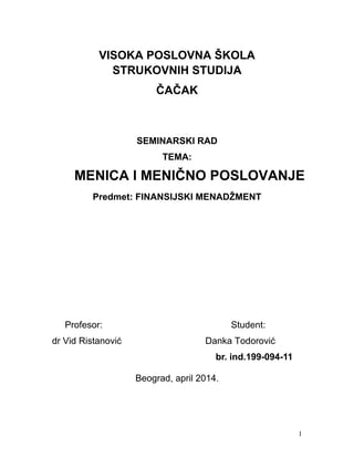 Menica i menično poslovanje