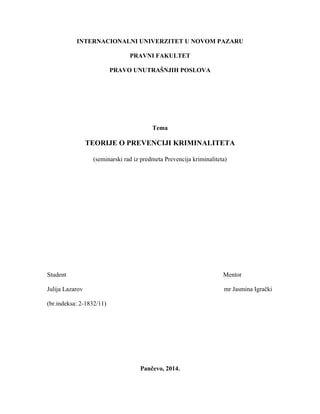 Teorije o prevenciji krimanaliteta