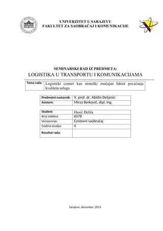 Logistika u transportu i komunikacijama