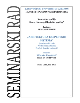 Arhitektura ekspertnih sistema