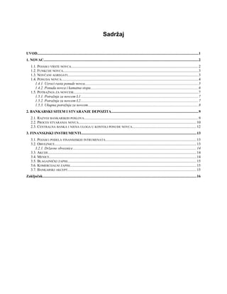 Novac, banke i finansijski instrumenti