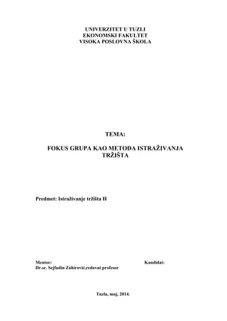 Fokus grupe kao metoda istraživanja tržišta