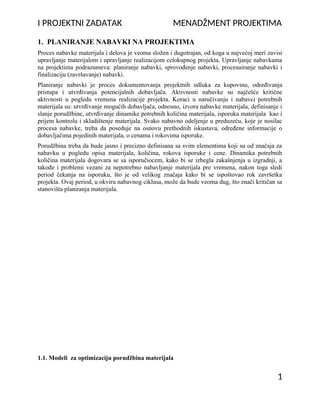 Planiranje nabavki na projektima