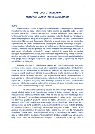 Postupci utvrdjivanja uzroka povreda na radu