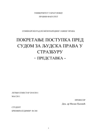 Pokretanje postupka pred ESLJP u Strazburu