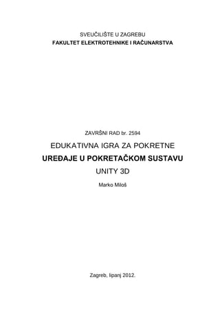 Edukativna igra za pokrete uređaje u pokretačkom sustavu UNITY 3D