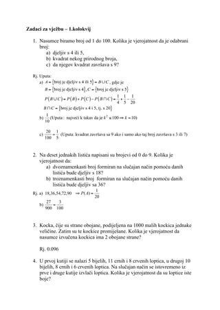 Vjerojatnost i statistika (zadaci s uputama)