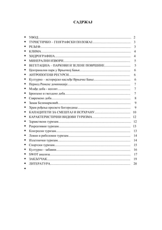 Vrnjačka Banja kao turistička destinacija