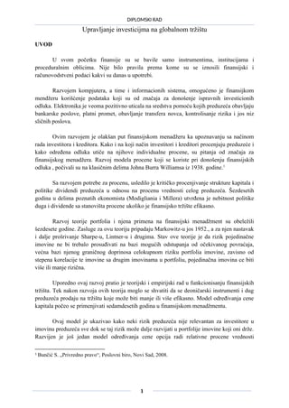 Upravljanje investicijma na globalnom tržištu