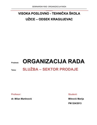 Sluzba – sektor prodaje