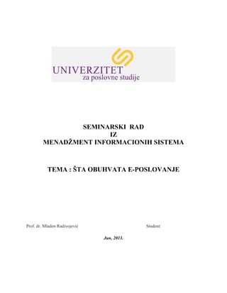 Šta obuhvata e-poslovanje