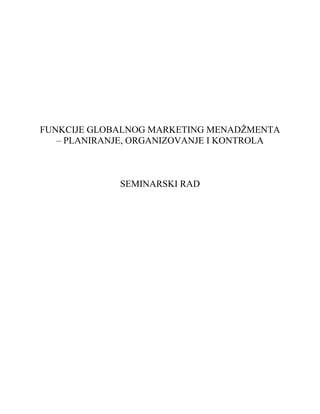 Funkcije globalnog marketing menadžmenta