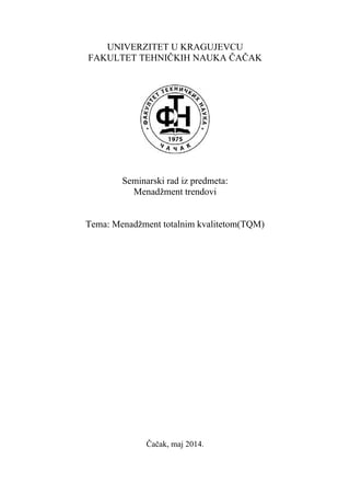 Menadžment totalnim kvalitetom(TQM)