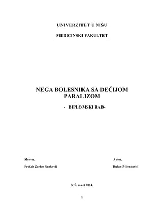 Nega bolesnika sa decijom paralizom