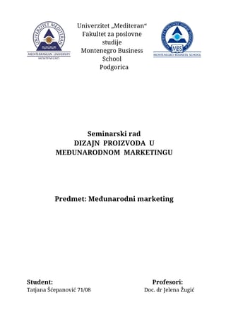 Dizajn poroizvoda u međunarodnom marketingu