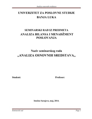 Analiza osnovnih sredstava