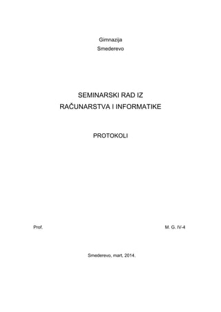 Mrežni protokoli: seminarski rad iz računarstva i informatike