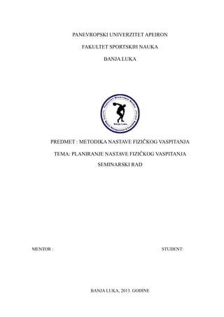 Planiranje nastave fizičkog vaspitanja