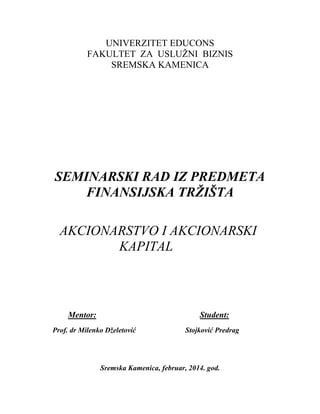 Akcionarstvo i akcionarski kapital