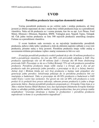 SWOT analiza porodičnog preduzeća