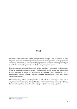 Primena standarda OHSAS 18001 u sistemu zaštite zdravlja i bezbednosti na radu