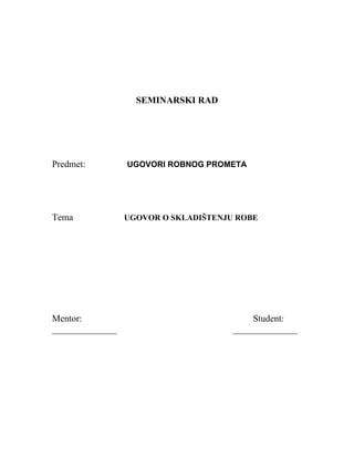 Ugovor o skladištenju robe