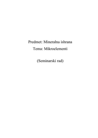 Mineralna ishrana – Mikroelementi