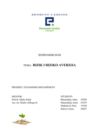 Rizik i riziko averzija