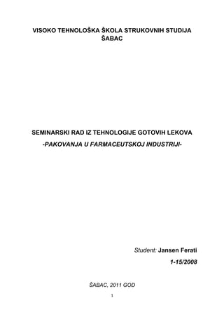 Pakovanja u farmaceutskoj industriji