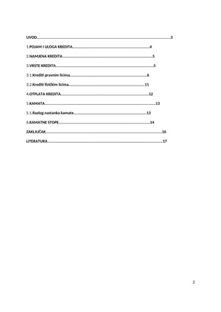 Kreditiranje i vrste kredita
