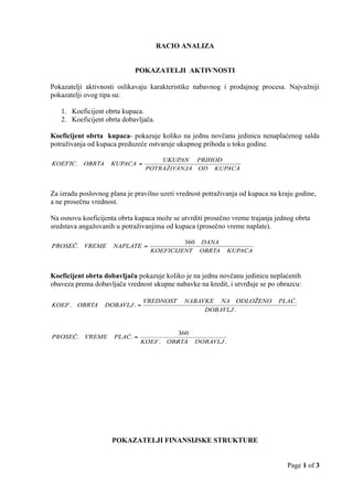 Finansijska analiza – Racio