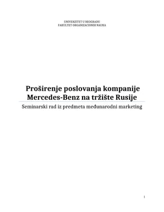 Proširenje poslovanja kompanije Mercedes-Benz na tržište Rusije