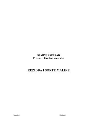 Rezidba i sorte maline