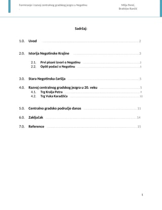 Formiranje i razvoj centralnog gradskog jezgra u Negotinu