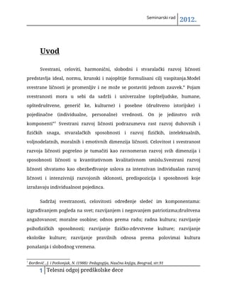 Telesni odgoj dece predškolskog uzrasta