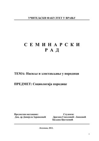 Nasilje i zlostavljanje u porodici