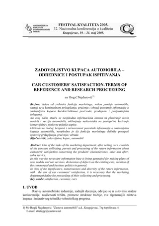 Zadovoljstvo kupaca automobila