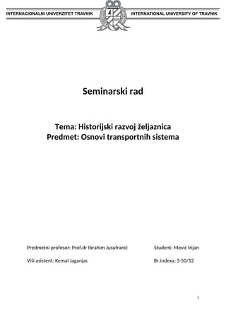 Historijski razvoj željeznica u BiH