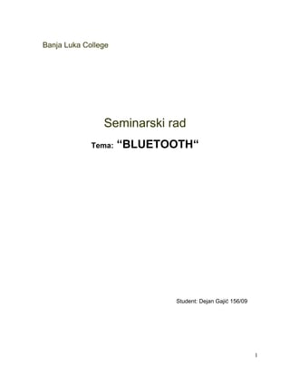 Bluetooth tehnologija: pregled i analiza