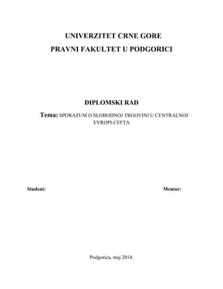 CEFTA – Sporazum o slobodnoj trgovini u centralnoj Evropi