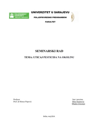 Uticaj pesticida na okolinu