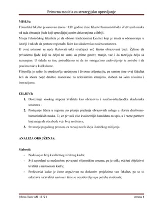 Primena modela za strategijsko upravljenje