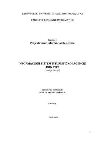 Informacioni sistemi u turističkoj agenciji KON TIKI