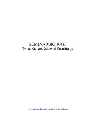 Kratkorocni izvori finansiranja